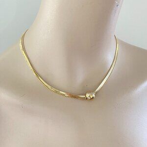 Fifth Avenue Gold Tone Double Layer Choker Necklace NWT​​​
